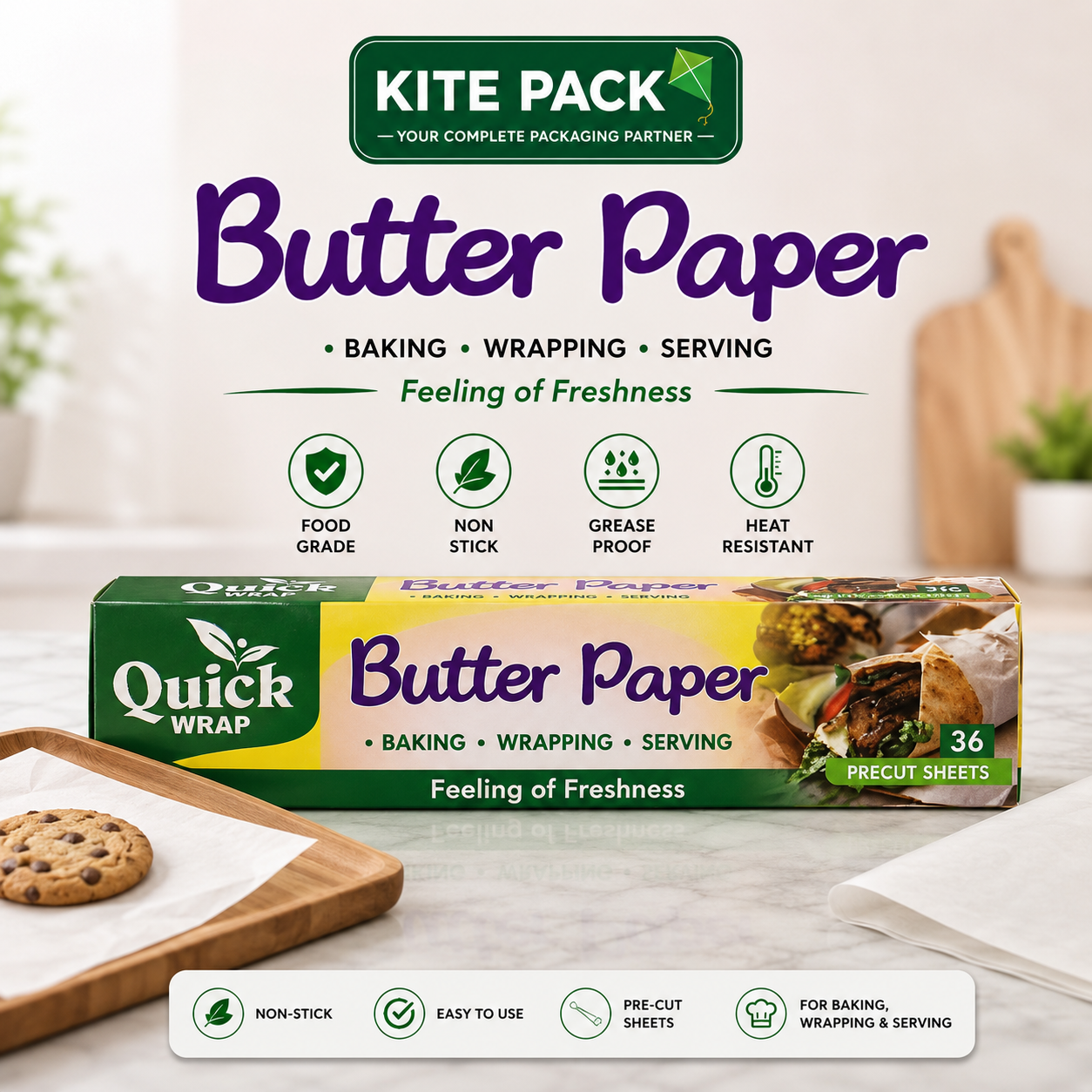 BUTTER PAPER PICTURE KITE PACK Premium Butter Paper Sheets – Baking, Wrapping & Serving Made Easy | Kite Pack - Image 1